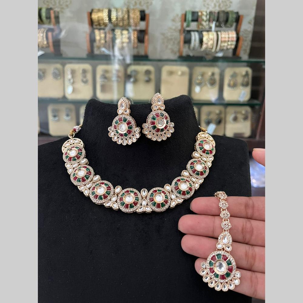 FS Collection Royal Polki Kundan Stone Necklace Set
