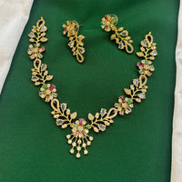 FS Collection Glamorous Crystal Stone Necklace Set