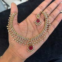 FS Collection Glamorous Crystal Stone Necklace Set