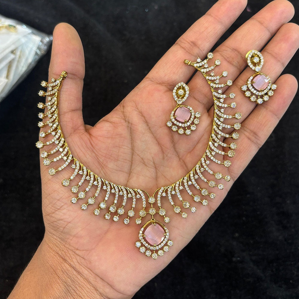 FS Collection Glamorous Crystal Stone Necklace Set