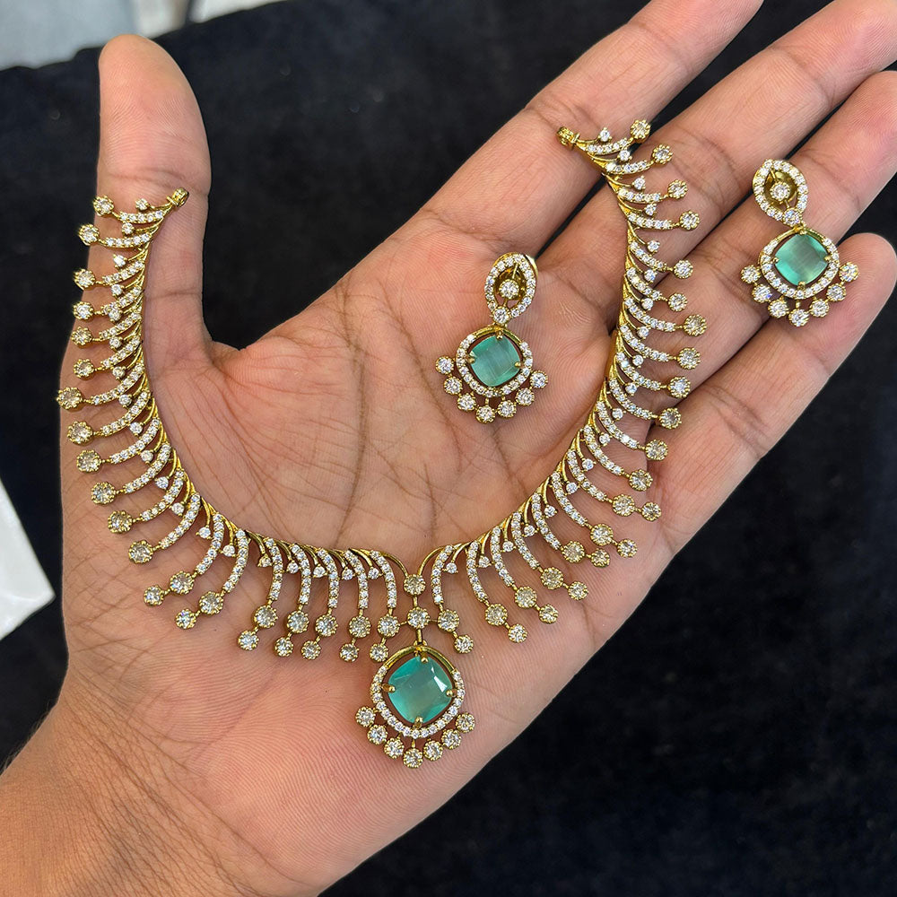 FS Collection Glamorous Crystal Stone Necklace Set