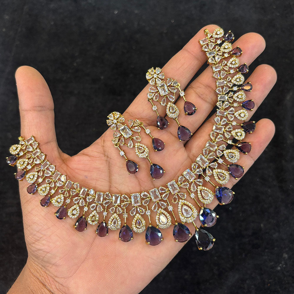 FS Collection Sparkling American Diamond Designer Necklace Set