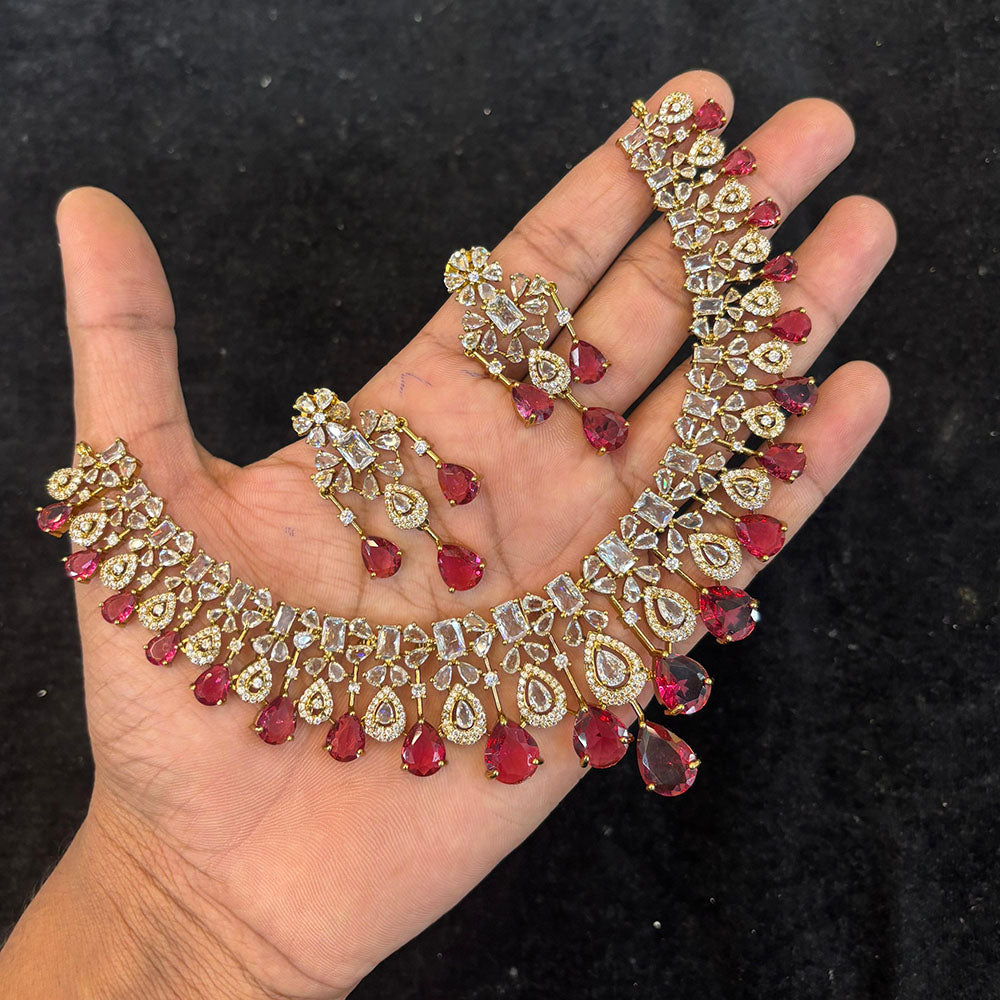 FS Collection Sparkling American Diamond Designer Necklace Set