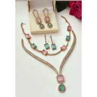 FS Collection Glamorous Crystal Stone Necklace Set