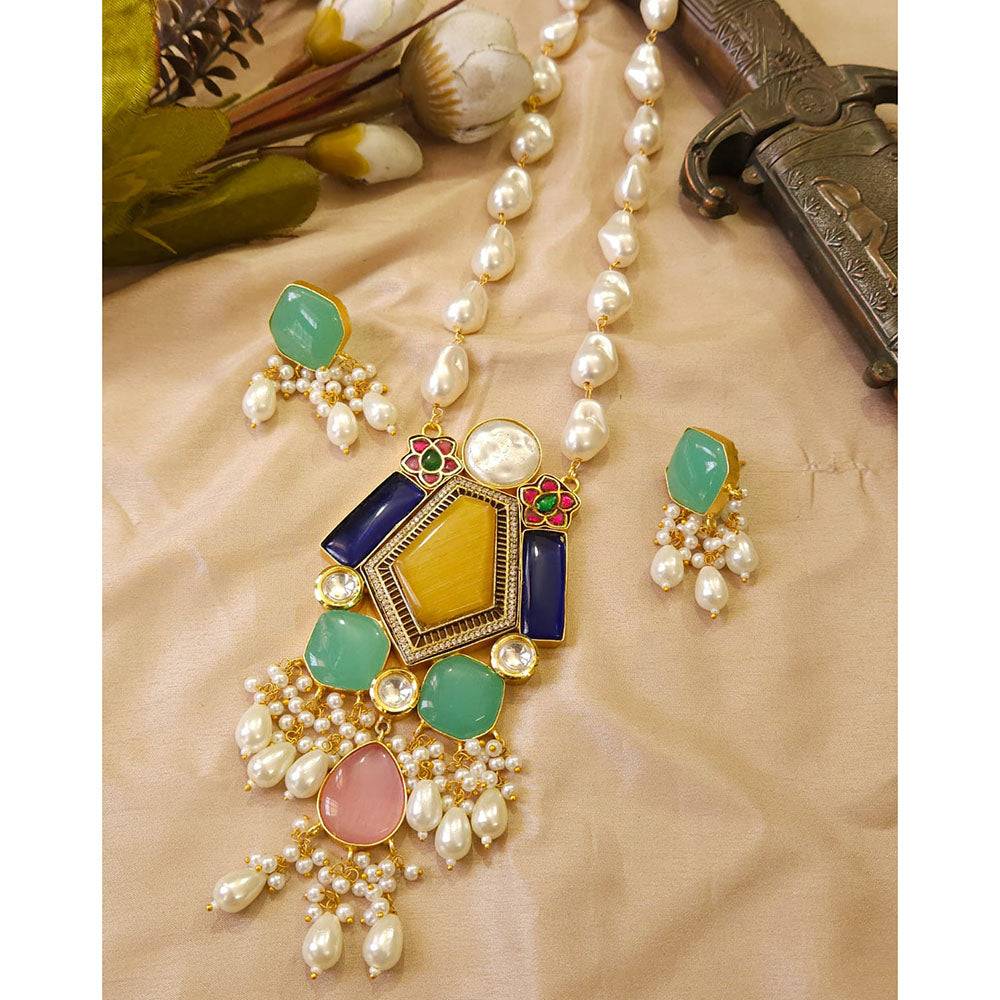FS Collection Glamorous Pota Stone And Beads Necklace Set