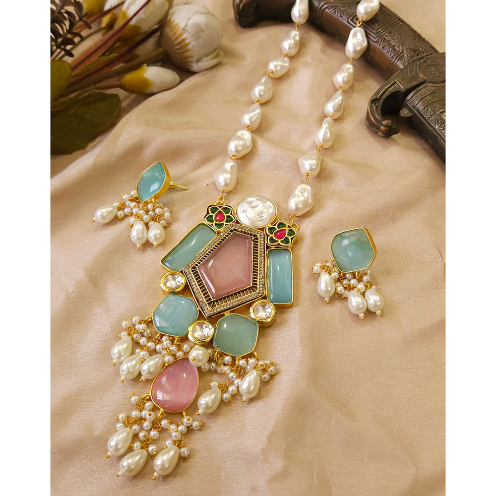 FS Collection Glamorous Pota Stone And Beads Necklace Set