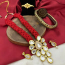 FS Collection Glamorous Kundan Stone And Pearl Necklace Set