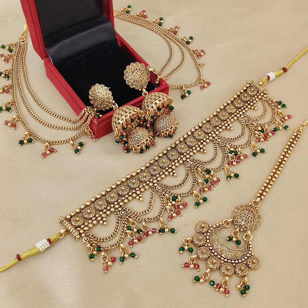 FS Collection Glamorous Pearl And Chokar Necklace Set