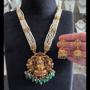 FS Collection Glamorous Pota Stone Pearl And Beads Temple Necklace Set