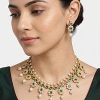 FS Collection Pota Stone And Austrian Stone Designer Necklace Set