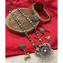 FS Collection Royal 2 Tone Plated Austrian Stone Pearl And Long Necklace Set