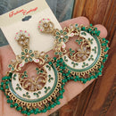 FS Collection Crystal Stone Meenakari Pearl Dangler Earrings