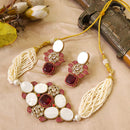 FS Collection Glamorous Pota Stone And Pearl Choker Necklace Set