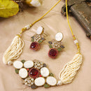 FS Collection Glamorous Pota Stone And Pearl Choker Necklace Set