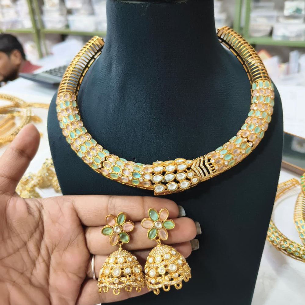 FS Collection Glamorous Pota Stone Choker Necklace Set