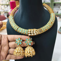 FS Collection Glamorous Pota Stone Choker Necklace Set