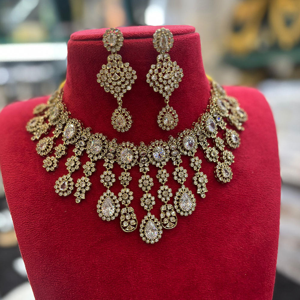 FS Collection Glamorous Austrian Stone Choker Necklace Set