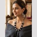 FS Collection Royal Oxidised Plated Pearl Necklace Set