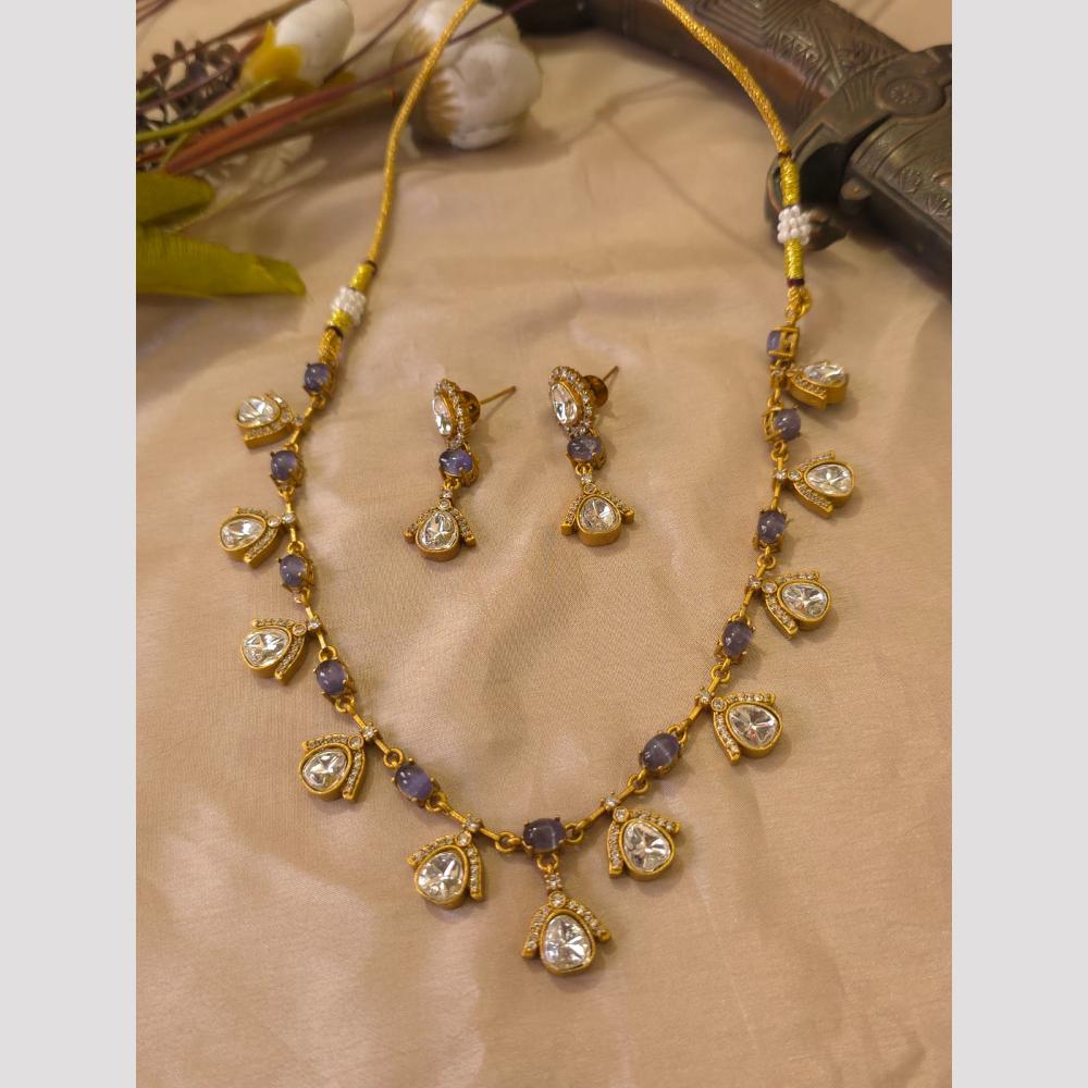 FS Collection Royal Polki Kundan Stone And Pota Stone  Necklace Set