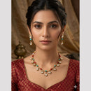 FS Collection Royal Polki Kundan Stone And Pota Stone  Necklace Set
