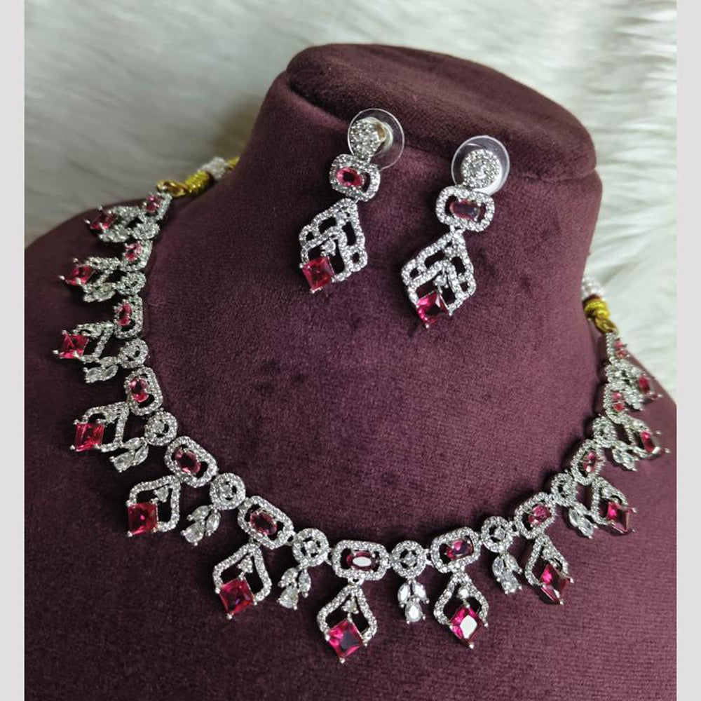 FS Collection Premium Silver Plated Austrian Stone And Crystal Stone Necklace Set