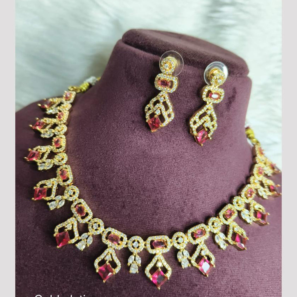 FS Collection Premium Gold Plated Austrian Stone And Crystal Stone Necklace Set