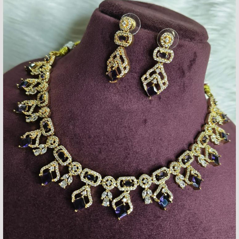 FS Collection Premium Gold Plated Austrian Stone And Crystal Stone Necklace Set