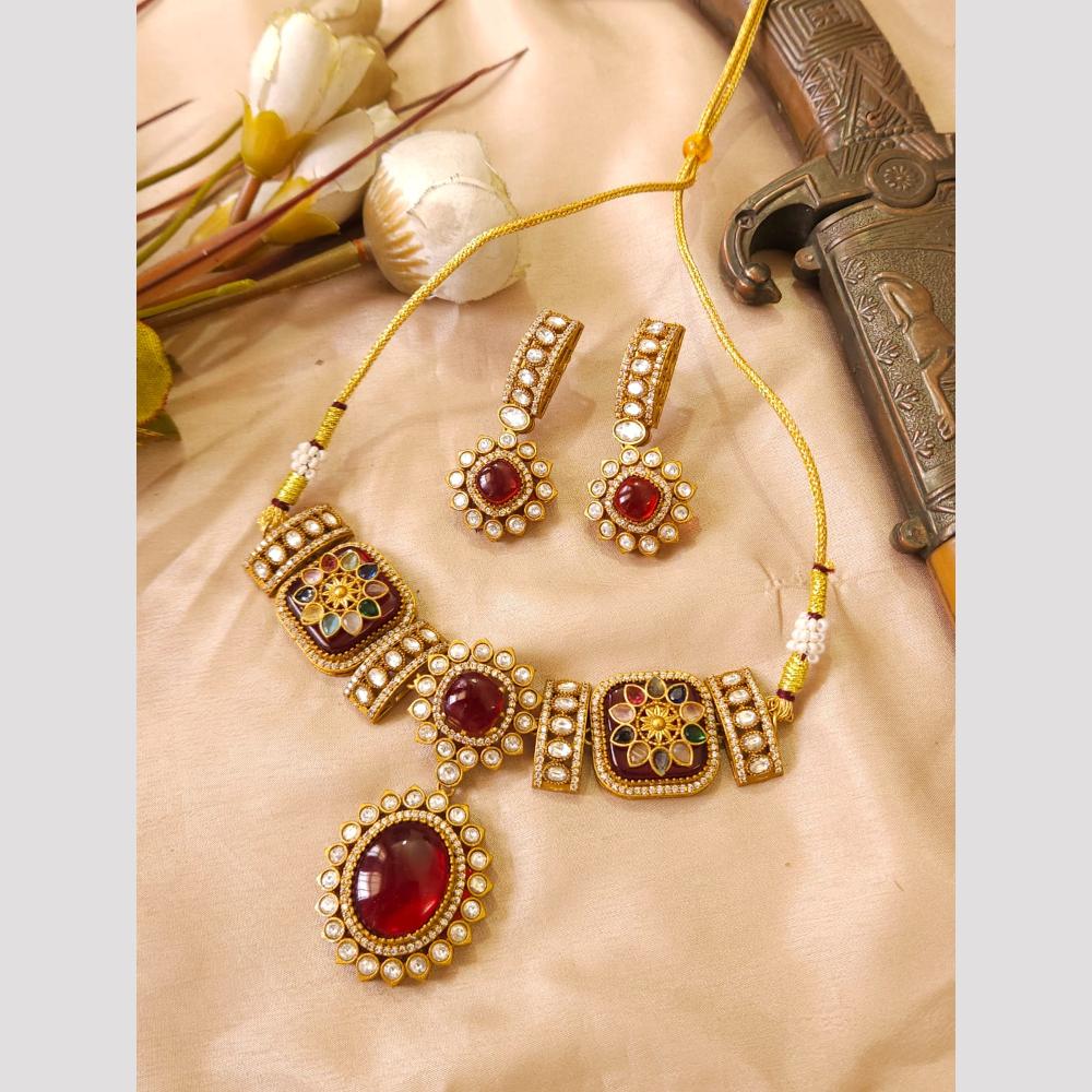 FS Collection Glamorous Pota Stone Choker Necklace Set