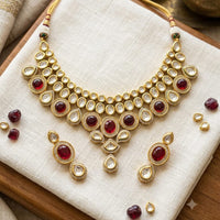 FS Collection Premium Kundan Stone  Necklace Set for Women