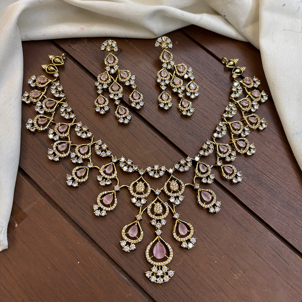 FS Collection Gold Plated AD Stone Necklace Set