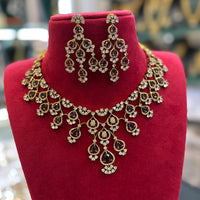 FS Collection Gold Plated AD Stone Necklace Set