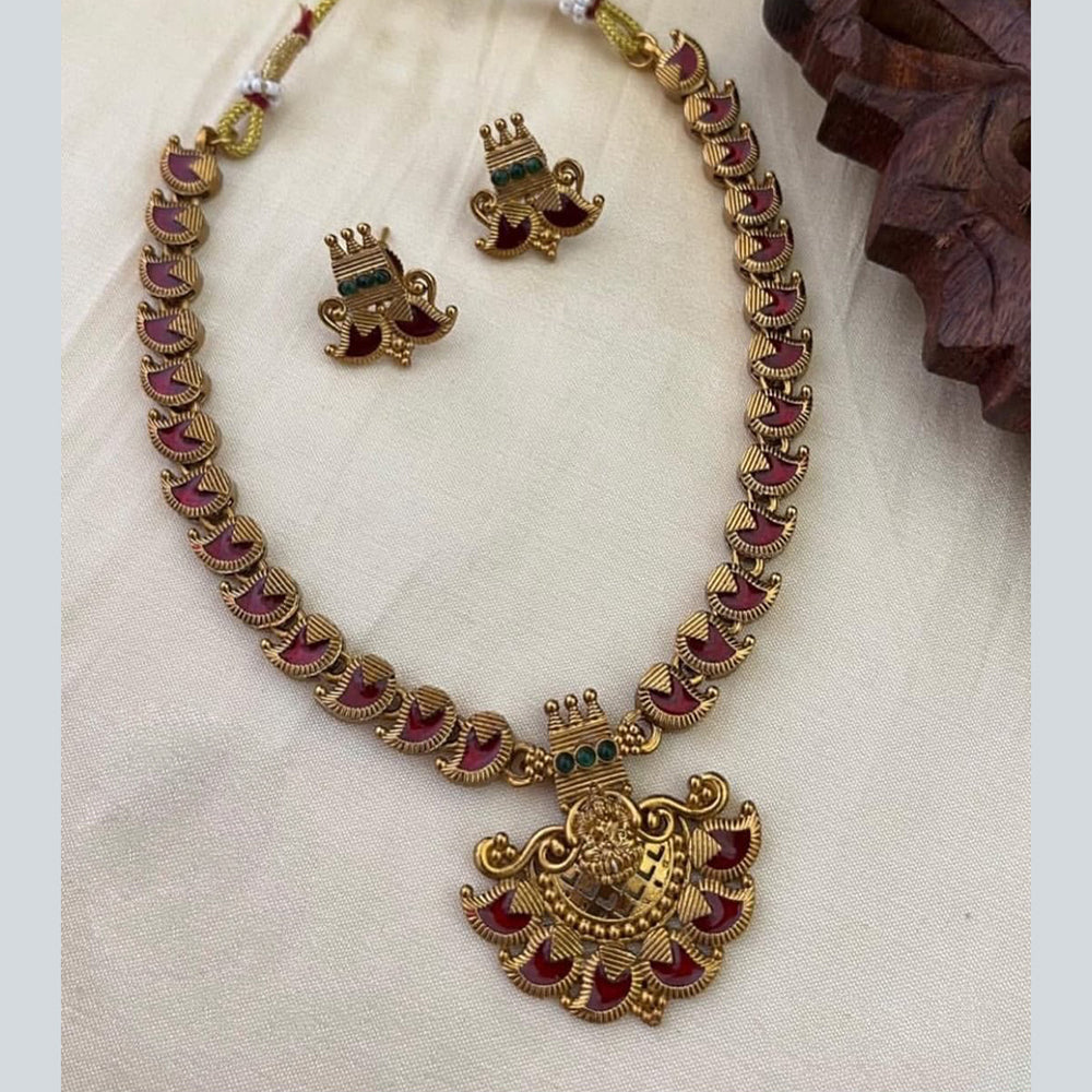 FS Collection Glamorous Pota Stone Temple Necklace Set 