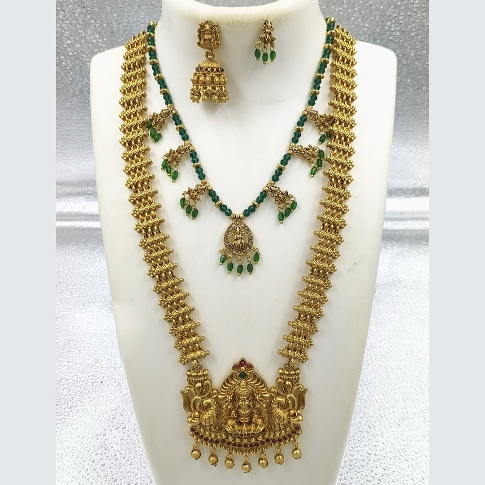 FS Collection Grand Pota Stone Temple Double Strand Necklace Set 