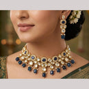 FS Collection Luxury Kundan Stone And Beads Choker Necklace Set 