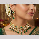 FS Collection Luxury Kundan Stone And Beads Choker Necklace Set