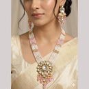 FS Collection Luxury Kundan Stone Pearl And Beads Long Necklace Set