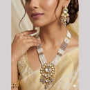 FS Collection Luxury Kundan Stone Pearl And Beads Long Necklace Set