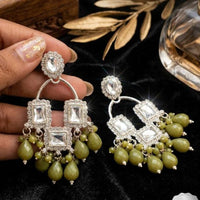 FS Collection Kundan Stone And Beads Designer Dangler Earrings