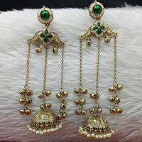 FS Collection Designer Kashmiri Pota Stone And Ghughroo Jhumki Earrings