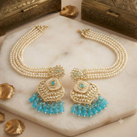 FS Collection Festive Wear Kundan Stone And Kan Chain Dangler Earrings