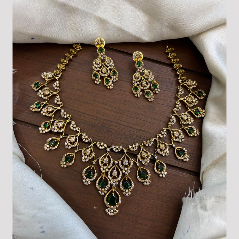 FS Collection Sparkling American Diamond Jewellery Set for Women