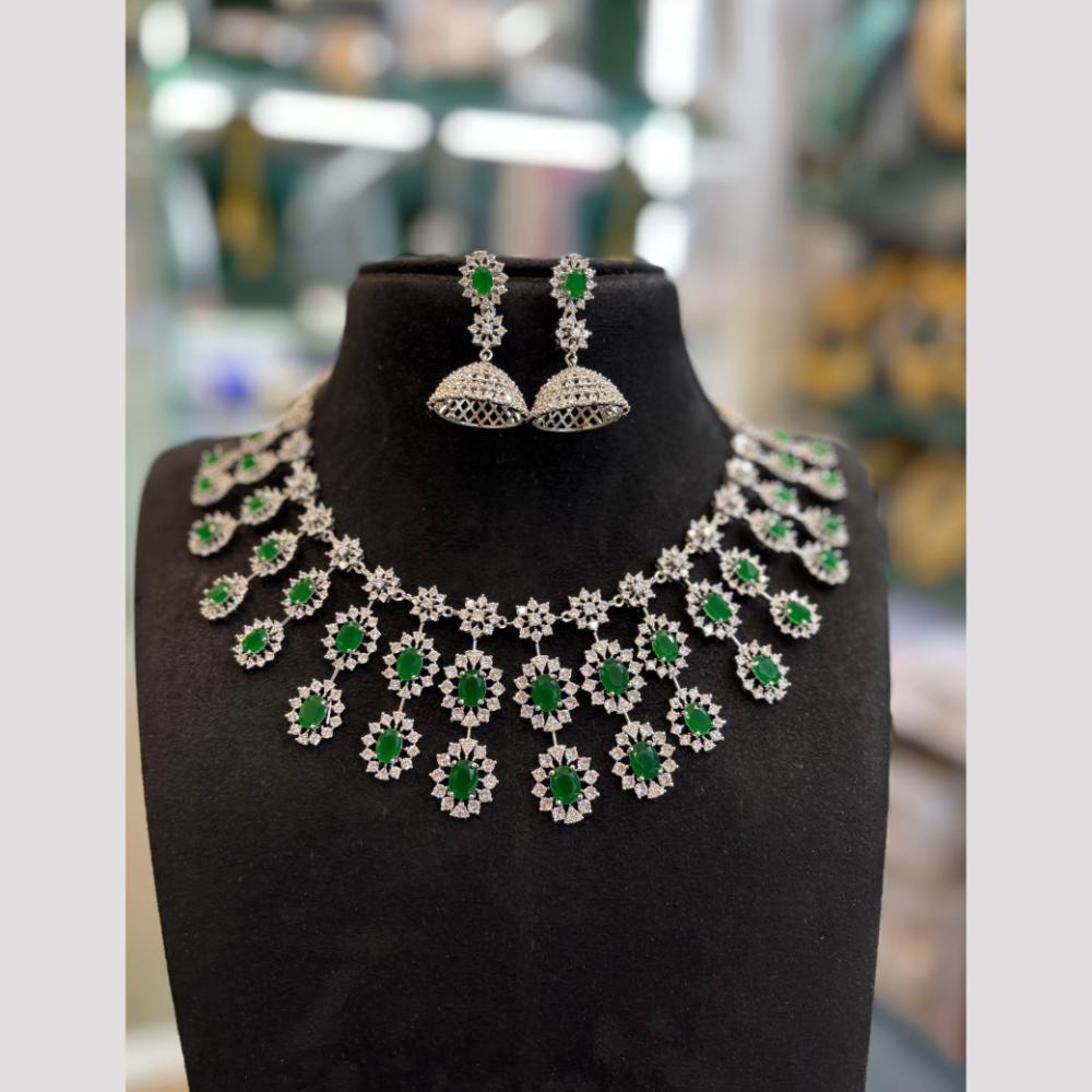 FS Collection Sparkling American Diamond Jewellery Set for Women