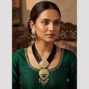 FS Collection Elegant Kundan Stone And Beads Meenakari Necklace Set