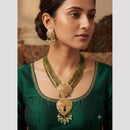 FS Collection Elegant Kundan Stone And Beads Meenakari Necklace Set