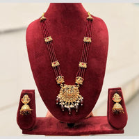 FS Collection Elegant Pota Stone And Beads Temple Long Necklace Set