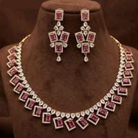 FS Collection Sparkling American Diamond Jewellery Set for Women