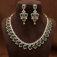 FS Collection Sparkling American Diamond Jewellery Set for Women
