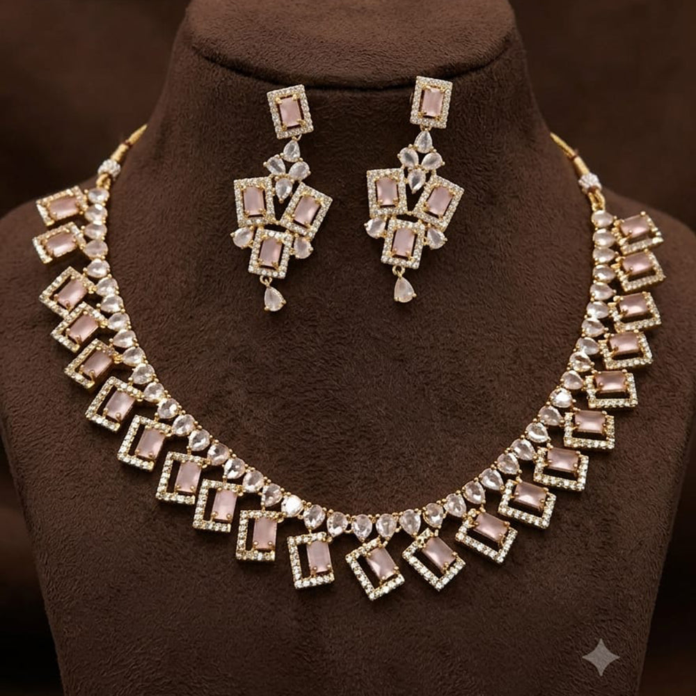 FS Collection Sparkling American Diamond Jewellery Set for Women
