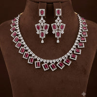 FS Collection Sparkling American Diamond Jewellery Set for Women