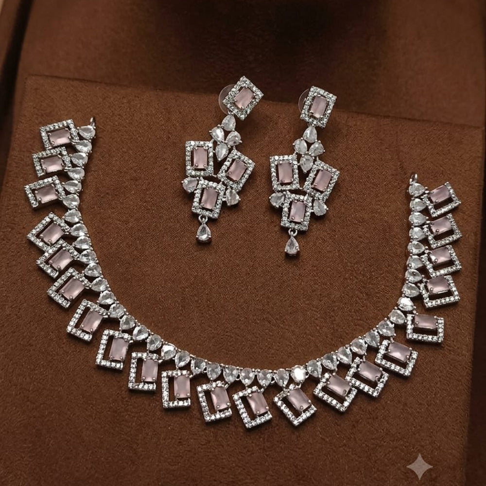 FS Collection Sparkling American Diamond Jewellery Set for Women